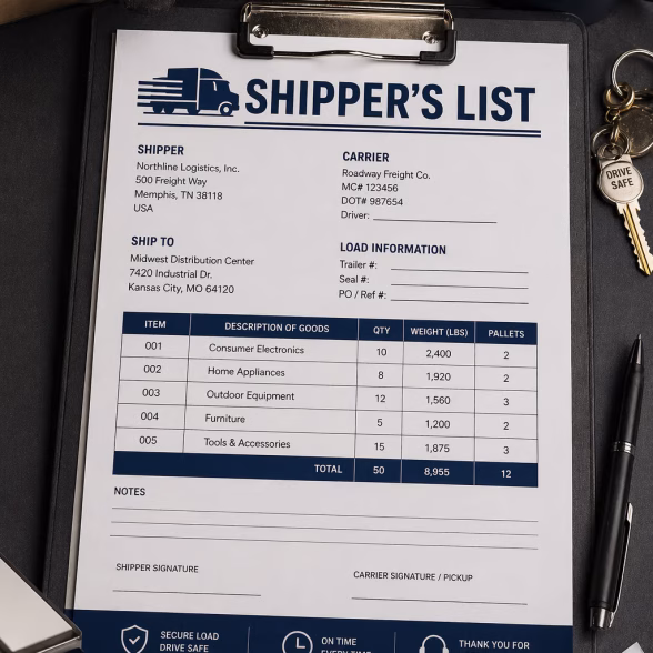 Freight money Blueprint Shippers List
